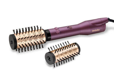 BABYLISS brosse soufflante rotative, 650W + 2 accessoires dorée/violette – AS950E